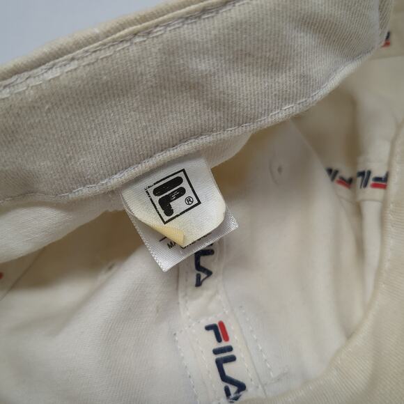 Fila Slideback Baseball Cap White One Size Adjustable Embroidered Vented Holes - Picture 9 of 10